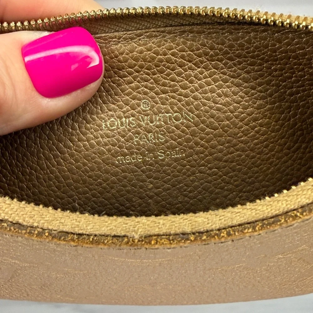 Louis Vuitton Light Brown Empreinte Leather Zip Coin Pouch